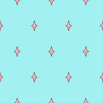 Cute simple seamless pattern with sparkle stars in pastel colors Stock Illustration