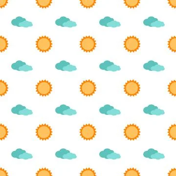 Cute simple seamless pattern with sun and cloud イラスト素材