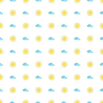 Cute simple seamless pattern with sun and cloud イラスト素材