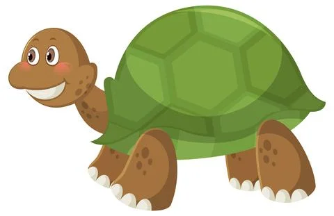 Cute simple turtle cartoon on white background Stock Illustration