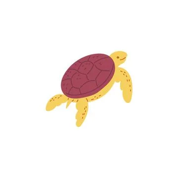 Cute simple turtle flat style, vector illustration isolated on white Stock Illustration