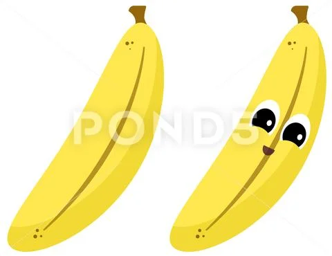 Cute Simple Vector Banana Illustration Character Stock Illustration