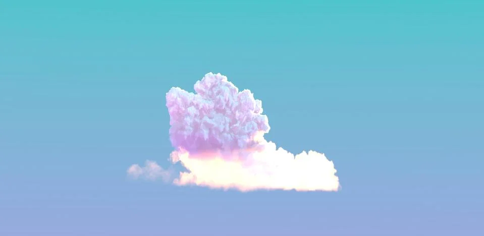 Cute single sundown cumulus cloud , cgi nature 3D illustration Stock Illustration