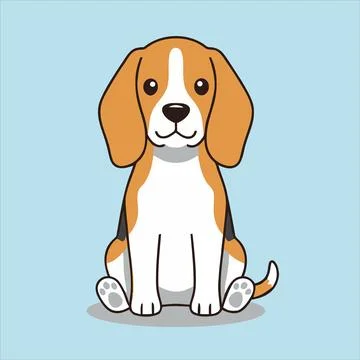 Cute Sitting Beagle Dog Vector Illustration Stock Illustration