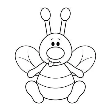Cute Sitting Bee Character Vector Illustration Stock Illustration