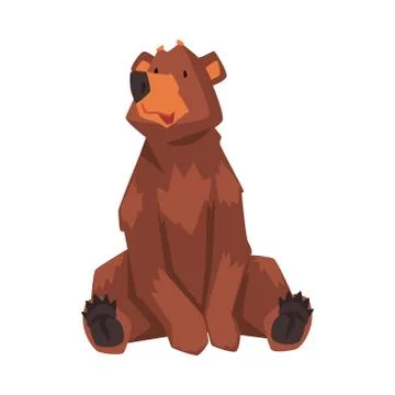 Cute Sitting Brown Bear, Wild Forest Animal Character Cartoon Vector Stockillustratie