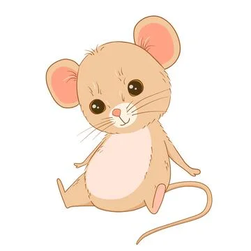 Cute sitting mouse character. Vector cartoon flat illustration isolated on white Stock Illustration