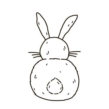 Cute sitting rabbit, back view. Fluffy bunny isolated on white background イラスト素材