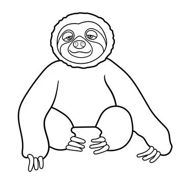 Cute Sitting Sloth Outline Vector Illustration Stock Illustration