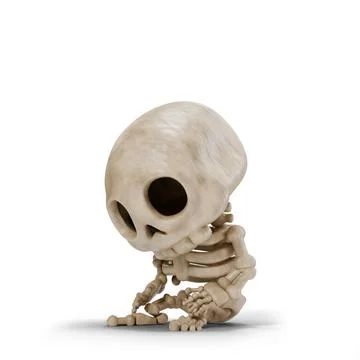 Cute skeleton in a bad mood 3D Stock Illustration