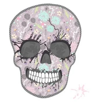 Cute skull with floral pattern. skull from flowers Stock Illustration