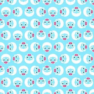 Cute skull pattern seamless. kawaii skeleton head background. Baby fabric orn イラスト素材