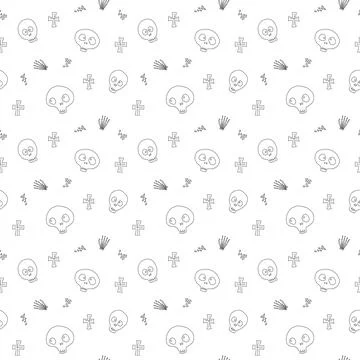 Cute Skull Seamless Pattern. Halloween Background vector illustration Illustrazione stock