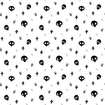 Cute Skull Seamless Pattern. Halloween Background vector illustration 스톡 일러스트