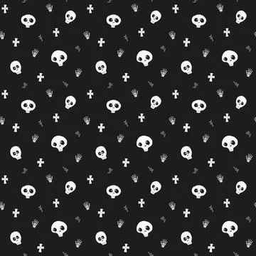 Cute Skull Seamless Pattern. Halloween Background vector illustration Illustrazione stock
