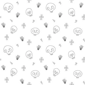 Cute Skull Seamless Pattern. Halloween Background vector illustration Illustrazione stock