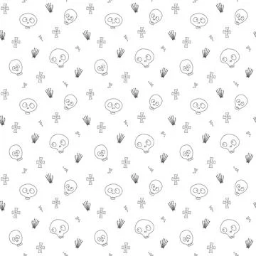 Cute Skull Seamless Pattern. Halloween Background vector illustration 스톡 일러스트