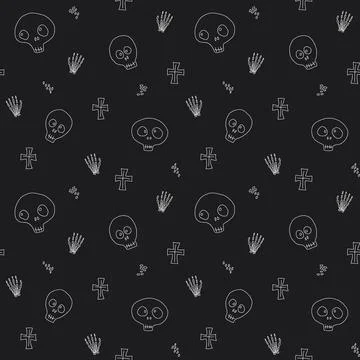 Cute Skull Seamless Pattern. Halloween Background vector illustration 스톡 일러스트