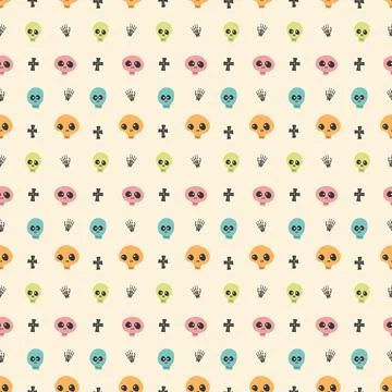 Cute Skull Seamless Pattern. Halloween Background vector illustration 스톡 일러스트