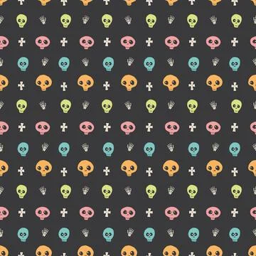 Cute Skull Seamless Pattern. Halloween Background vector illustration Illustrazione stock
