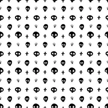 Cute Skull Seamless Pattern. Halloween Background vector illustration 스톡 일러스트