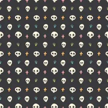 Cute Skull Seamless Pattern. Halloween Background vector illustration 스톡 일러스트