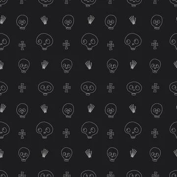 Cute Skull Seamless Pattern. Halloween Background vector illustration 스톡 일러스트