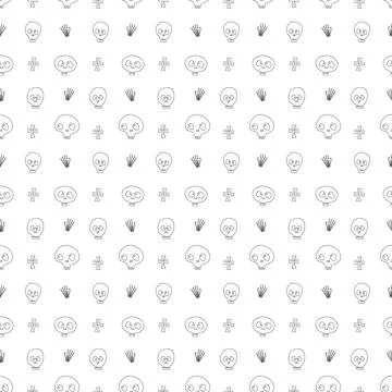 Cute Skull Seamless Pattern. Halloween Background vector illustration 스톡 일러스트