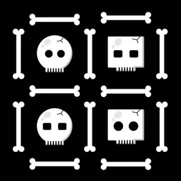 Cute Skull Set Black Stock Illustration