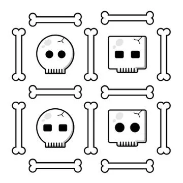 Cute Skull Set White Stock Illustration
