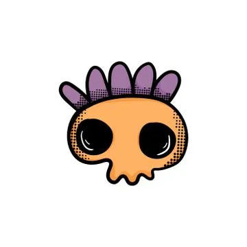 Cute skull vector mascot logo design template illustration Stock Illustration