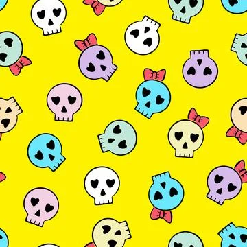 Cute skulls Halloween seamless pattern design Stock Illustration