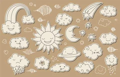 Cute sky doodle Stock Illustration