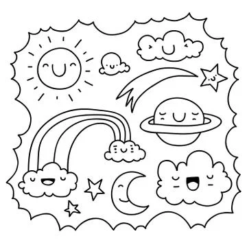 Cute sky doodle Illustrazione stock