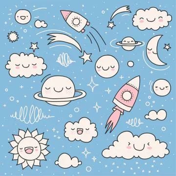 Cute sky doodle Stock Illustration