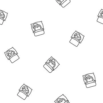 Cute sleeping animals in bed. Coloring Page. イラスト素材