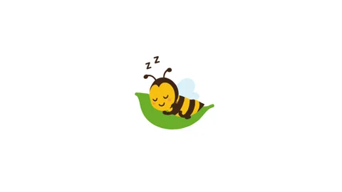 Cute Sleeping Bee on Leaf Animation White Background Video stock 339649814