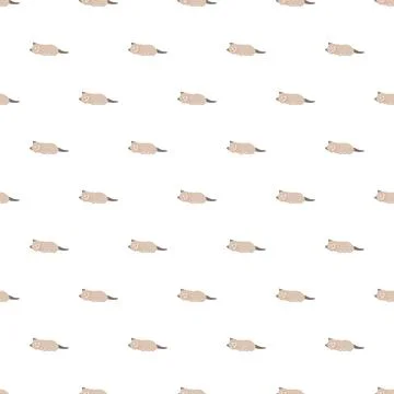 Cute sleeping beige kitten seamless pattern design Illustrazione stock