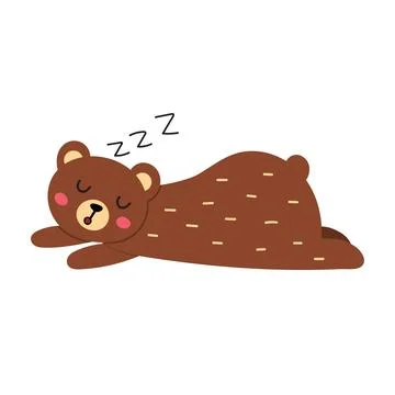 Cute sleeping brown bear print. Good night character in cartoon style for kids Stock Illustration