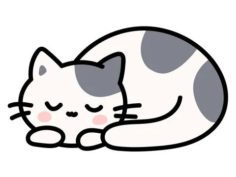Cute Sleeping Cat Hand Drawn Illustration Stock Illustration
