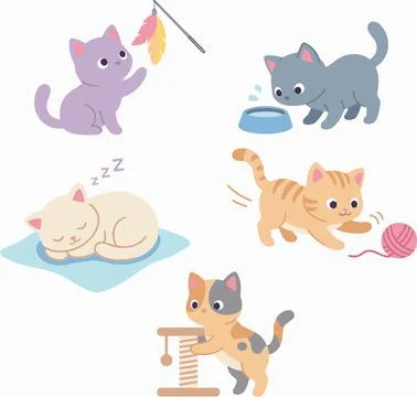 Cute Sleeping Cat Resting on a Pillow, Cartoon Vector Illustration Stock Illustration