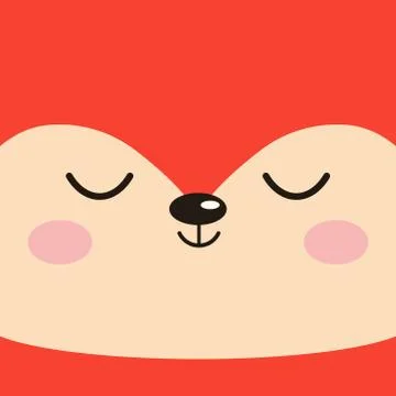 Cute sleeping fox face poster. 스톡 일러스트