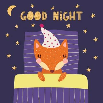 Cute sleeping fox Stock Illustration
