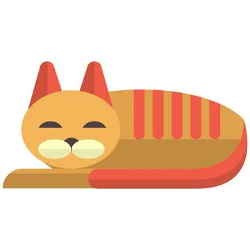 Cute sleeping kitten icon, flat vector isolated illustration. Napping pet cat. Stock Illustration