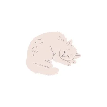 Cute sleeping light cat flat style, vector illustration Stock Illustration