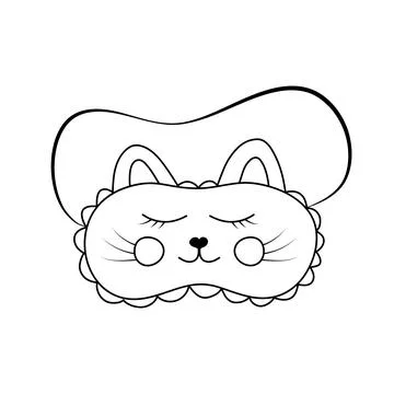 Cute sleeping mask in the shape of cat. Hand drawn illustration in doodle s.. Stock Illustration