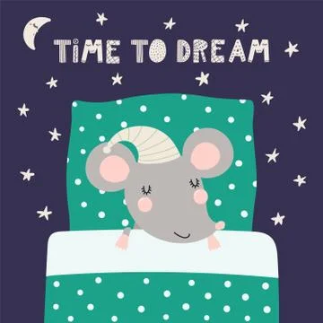 Cute sleeping mouse Illustrazione stock