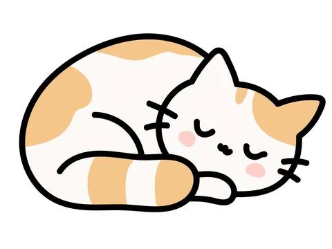 Cute Sleeping Orange Cat Hand Drawn Illustration Stock Illustration