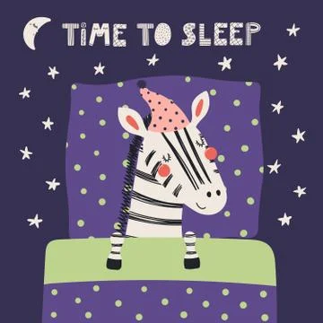 Cute sleeping zebra Stock Illustration