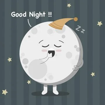 Cute sleepy moon isolated vector illustration Illustrazione stock